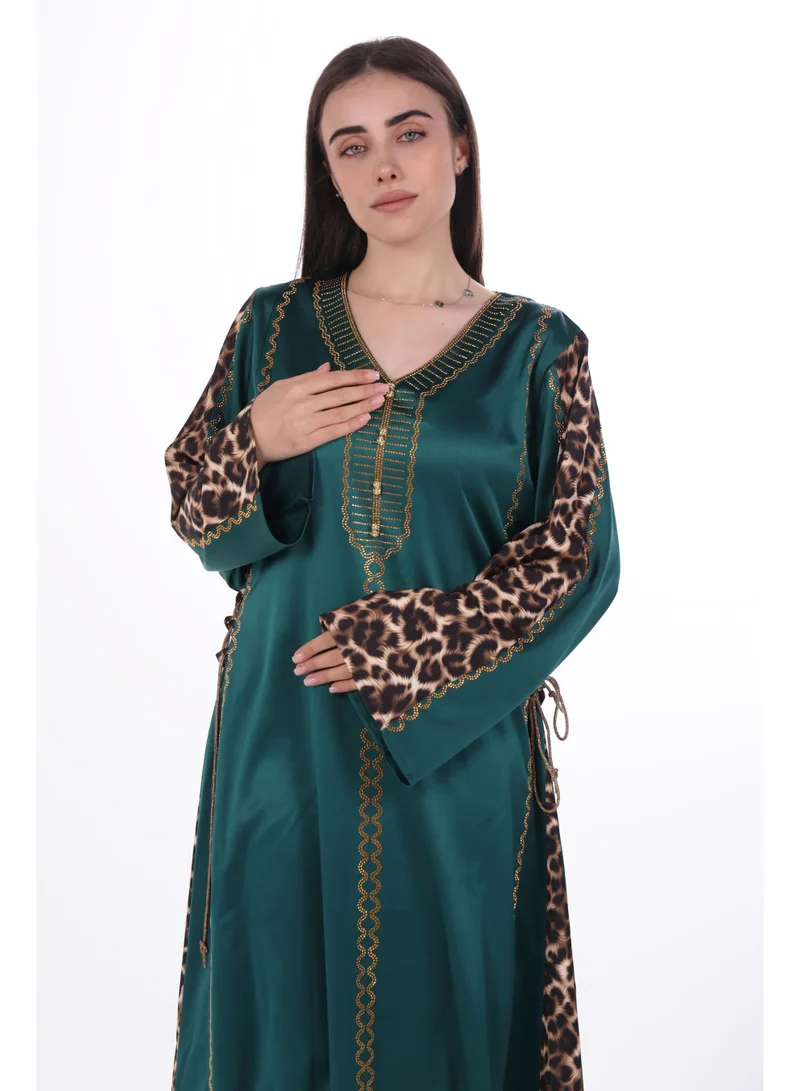 AL BENT AL SHARQIEH Dark Green women satin jalabiya dress for Women | Best Price UAE